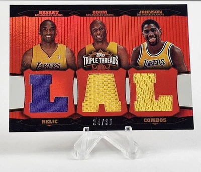 Kobe, Lamar, Magic 2007 Topps Triple Threads game used Jersey #34/36 L.A. Lakers - Image 1 of 3