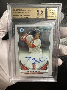 2014 MOOKIE BETTS RC BOWMAN CHROME AUTO BGS 9.5 AUTO 10 - LA DODGERS #BCAPMB - Picture 1 of 2