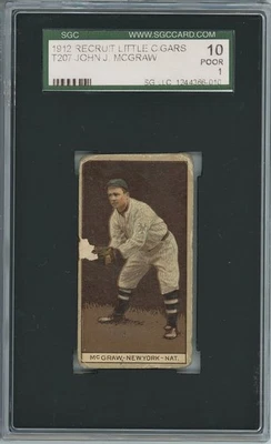 1912 T207 Fondo Marrón John McGRAW New York Giants RECLUTA - SGC 1 Foto 1 de 2