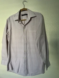 Camisa de vestir Kirkland Signature sin planchar 15,5 33 rosa azul cuadros algodón  - Imagen 1 de 6