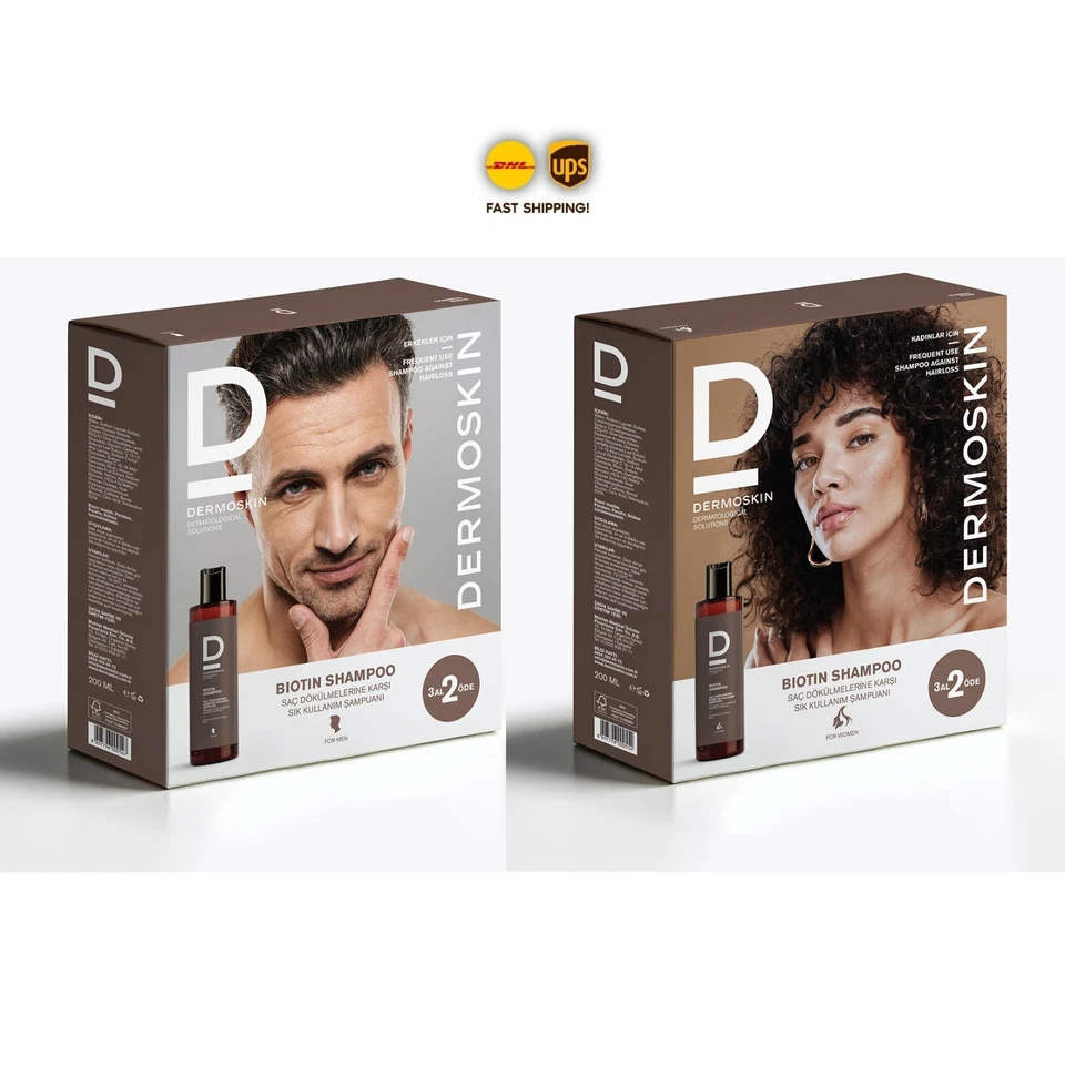 Dermoskin Anti Hair Loss Treatment Biotin Shampoo Men Women Boost Growth 3 pcs - Image 1 of 1