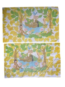 Vintage 70er Fieldcrest Woodsy Eule Give A Hoot Don't Pollute Kissenbezug Paar - Bild 1 von 5