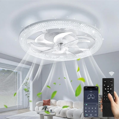 LED Ceiling Light with Fan Light Ceiling Fan Bedroom Living Lamp - Image 1 of 4
