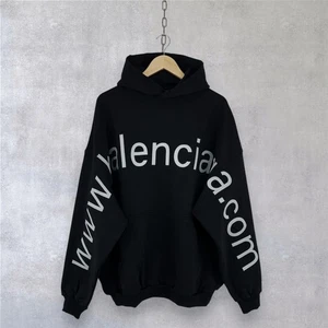 Balenciaga Bal.Com Print Popover Full Logo Cotton Hoodie Black Size L - Picture 1 of 16