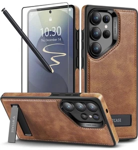 Fuerte Magnético para Samsung Galaxy S25 Ultra Funda Cuero,[Compatible Marrón - Imagen 1 de 6