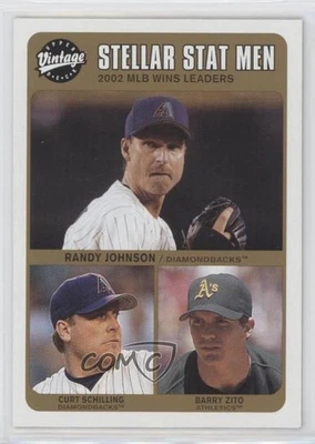 2003 Vintage Stellar Stat Men Curt Schilling Barry Zito Randy Johnson #233 HOF - Image 1 of 2