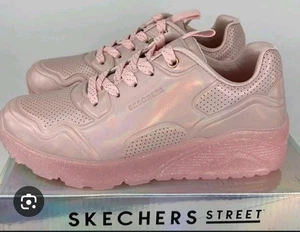 Neu rosa Skechers Mädchen Größe 11 Ice-Prism Luxe Sneaker Schuhe Spitze - Bild 1 von 9