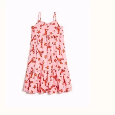 J Crew Crewcuts Rosa Rojo Verano Solero Langosta Estrella de Mar Talla 10 Midi Niveles  Foto 1 de 4