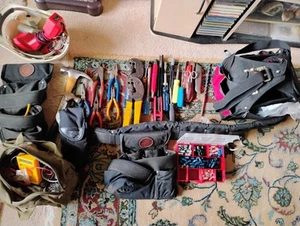 Slightly Used Cable Guy Tools And Bags With Hardhat And Hardware - Picture 1 of 4