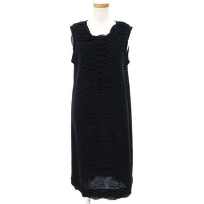 CHANEL Dress Rayon Cotton Nylon Size 38 Navy Length 89cm Made in France Women's - Image 1 of 4