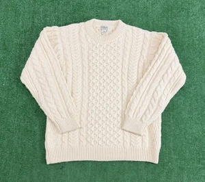 Men's LL Bean Heritage Soft Cotton Fisherman Sweater Crewneck Tan Large - Picture 1 of 3