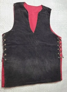 Corduroy Vest Black Medieval Size XL Renaissance Faire Fantasy Larp - Picture 1 of 6
