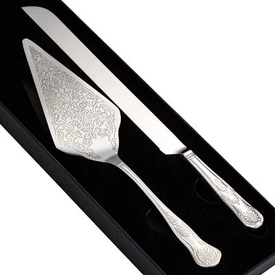 Conjunto de faca e servidor de bolo de casamento vintage aço inoxidável torta de bolo corte pastelaria... - Imagem 1 de 4
