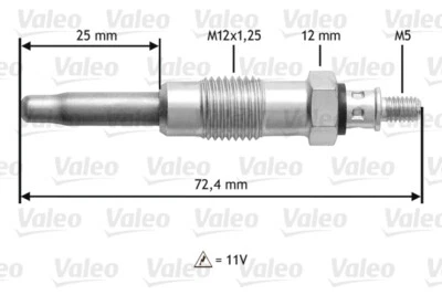 345100 VALEO Glow Plug for ,ALFA ROMEO,ARO,BEDFORD,BERTONE,BMW,CITROËN,FIAT,FORD - Image 1 of 2