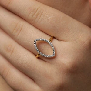 Anillo de compromiso pavé de diamantes naturales de oro amarillo de 14K joyer... - Imagen 1 de 8