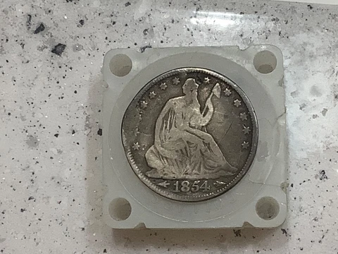 1854 50c Seated Liberty Silver Half *Grand Pa’s Collection* Neat Cud Error Cover