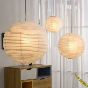 Round Lamp Paper Shade Pendant Ceiling Lightshade Cover Chandelier Shade Decor - Picture 1 of 12