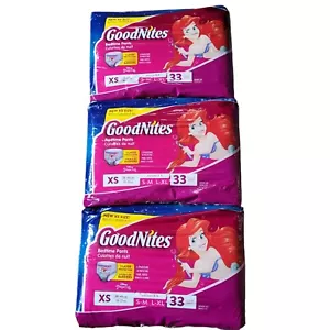 GoodNites Bedtime Training Girls Diapers XS Sz 3-5 33 Count Packs Disney's Ariel - Picture 1 of 4