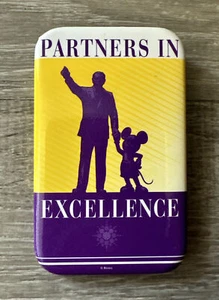Partners in Excellence Button Walt Disney World Cast Member Walt & Mickey Mouse - Picture 1 of 2