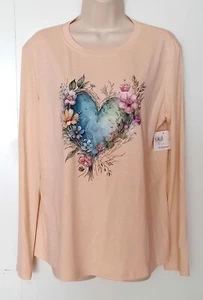 BellaRoma Graphic Print Top Sweatshirt, Crew Neck Casual Long Sleeves Size L NWT - Picture 1 of 9