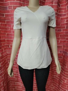Jaanuu Ivory For Women's Mock-Wrap XS Top Short Sleeve NWT! #C - Picture 1 of 12