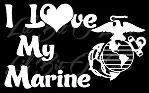 I Love My Marine - CLEARANCE DESIGN - USMC Marine Corps Vinyl Decal Sticker - Picture 1 of 6