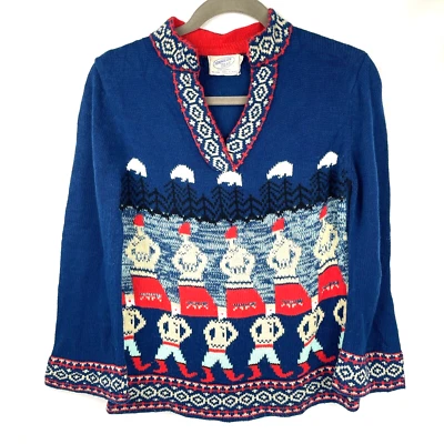 Suéter nórdico Fair Isle de colección para mujer S azul tejido ilustrado años 80 Islas del Norte Foto 1 de 4