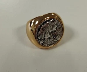 ZARA Bague chevalière doré Taille 53 femme art moderne /EBUL - Imagen 1 de 4