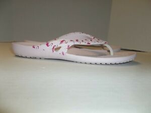 Womens Size 10 Crocs Kadee II Flamingo Printed Flip Flop Thong Sandals