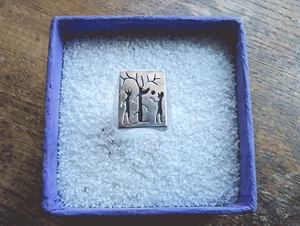 Mexico Sterling Silver Etched Tree of Life Adam & Eve Ring ~ 10 Grams SZ 8 - Picture 1 of 6