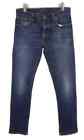 NUDIE Grim Tim Ink Navy Jeans Men's W33/L34 Button Fly Whiskers Casual Dark