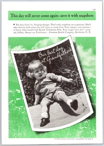 Werbung Print Reklame 1935 Kodak Dieser Tag kommt nie wieder Schnappschüsse - Bild 1 von 1