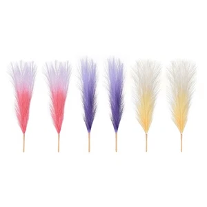6 pezzi 17 pollici finta pampa erba boho decorazione rosa sfumato/viola/beige - Foto 1 di 6