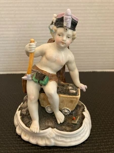 FIGURA DE NIÑO ANTIGUA ESTILO MEISSEN. ALEMANA. - Imagen 1 de 7