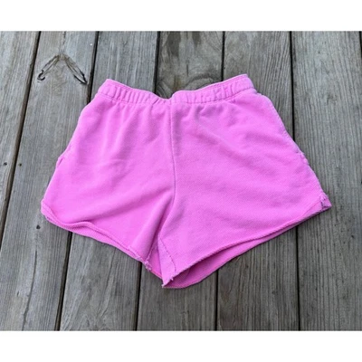 Pantalones Cortos de Salón Aerie Rosa Terry Tela Cintura Elástica Dobladillo Crudo Informales Mujeres Talla S Foto 1 de 4