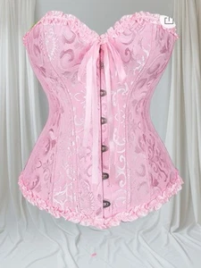 Corset Women's Lace Up Pink Bustier Size XL Waist Shaper - Picture 1 of 4