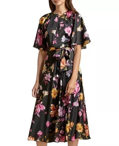 New Ted Baker Ossiee London Floral Print Rhubarb Tea Dress US 4 / Ted Size 1 NWT - Picture 1 of 16