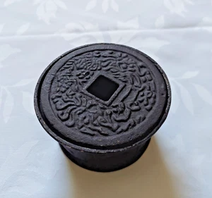 Cast Iron Tea Caddy Black Antique Tea Storage bin G - Picture 1 of 9