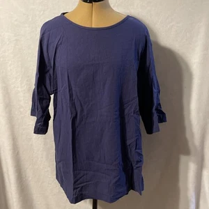 Women’s navy blue three-quarter sleeve tunic top Medium  - Picture 1 of 2