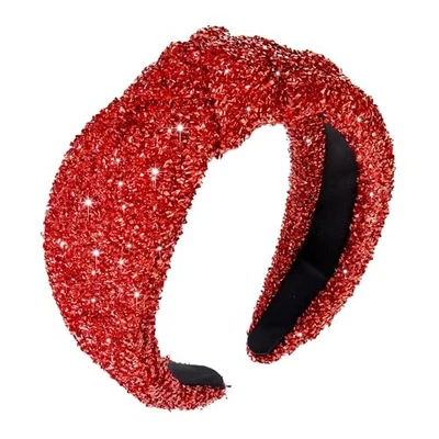 Christmas Headband Knotted Headbands for Women Green Sliver Gold Tinsel Top Red - Image 1 of 4