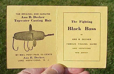 RARO / EARLY ANS B. DECKER * " THE FIGHTING BLACK BASS * por DECKER INSERT Foto 1 de 2