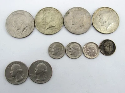 Lot of US Silver Coins 1965-1971 Dimes, Quarters, Half Dollars 65.5 Grams - Image 1 of 2