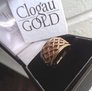 LARGE Clogau Welsh 9ct Rose & Yellow Gold CELTIC Ring h/m 1990s  -  size K - Picture 1 of 12