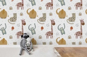 3D Animal Cartoon Kids Self-adhesive Removeable Wallpaper Wall Mural - Picture 1 of 8
