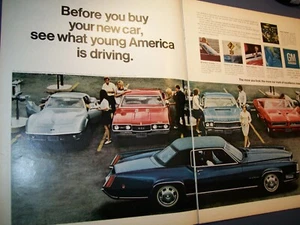 Pontiac GTO 1968, Olds 442, Buick, Corvette Cadillac Eldorado - gran anuncio magnético de 2 pg - Imagen 1 de 2