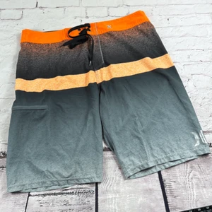 Pantaloncini da tavola Hurley da uomo 34 bauli da nuoto spiaggia cerniera da surf tasca nero arancione - Foto 1 di 10