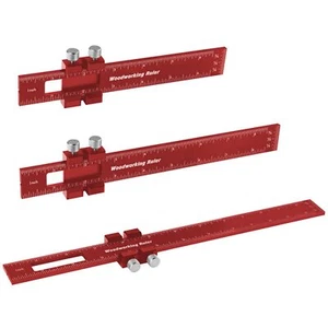 Aluminum Woodworking Rulers with Slide Stop (3 Pcs) Precision Pocket Ruler - Picture 1 of 12