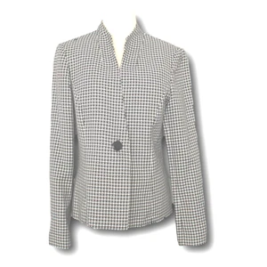 KASPER (10) Career Blazer One Button Single Breasted Black White - Picture 1 of 3