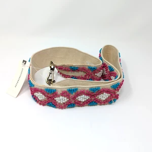 NWT ANTHROPOLOGIE Beige Beaded Pink Blue Belt/Purse Strap One Size 42”-46” - Picture 1 of 4