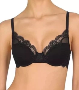 New NATORI Elusive Size 34 DDD Black Lace Full Fit T-Shirt Underwire Bra - Picture 1 of 17